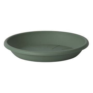 Runder Blumentopfuntersetzer VENERA aus recyceltem Kunststoff, mit Löchern, salbeigrün, 4cm, Ø28cm Runder Blumentopfuntersetzer VENERA aus recyceltem Kunststoff, mit Löchern, salbeigrün, 4cm, Ø28cm