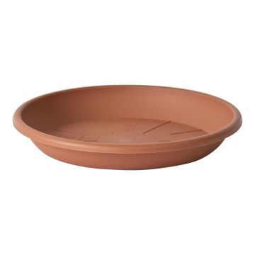 Runder Blumentopfuntersetzer VENERA aus recyceltem Kunststoff, mit Löchern, terracotta, 4cm, Ø24cm