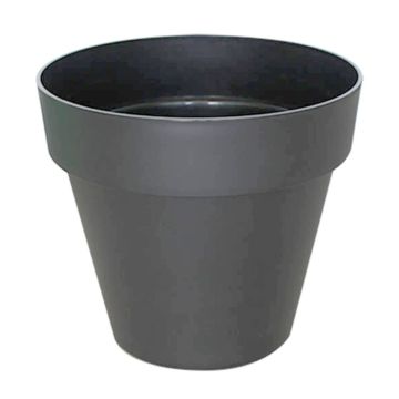 Runder Pflanztopf VINAYA aus Kunststoff, mit Löchern, anthrazit, 27cm, Ø30cm