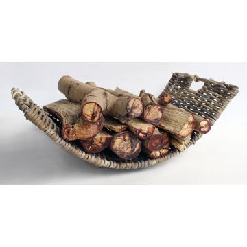 Kaminholzschale LUMIRA aus Rattan, braun-grau, 60x35x21cm Kaminholzschale LUMIRA aus Rattan, braun-grau, 60x35x21cm