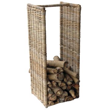 Kaminholzkorb LUMIRA aus Rattan, braun-grau, 42x36x100cm Kaminholzkorb LUMIRA aus Rattan, braun-grau, 42x36x100cm
