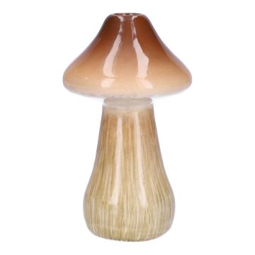 Keramik Blumenvase RATBURGA, Pilz Form, braun-beige, 16cm, Ø9cm