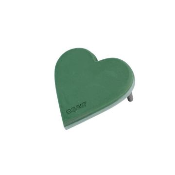 OASIS® Nasssteckschaum Herz, Hochzeitsdeko, EcoBase Hartschaumboden, Aufstellhölzer, grün, 30x29x4,5cm