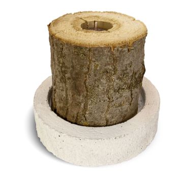 Outdoor Kerze MATTHILDA im Baumstamm, mit Einsatzkerze, Betonuntersetzer, 12cm, Ø12cm, 2h