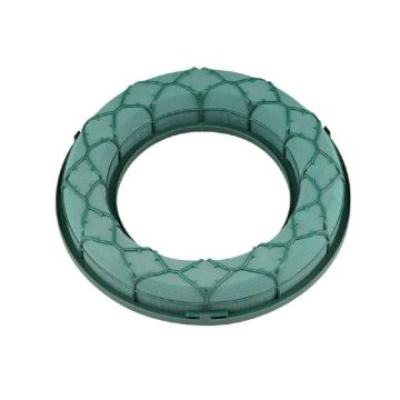 OASIS® Ideal Nasssteckschaum Ring mit Kunststoffboden, Gitter, grün, 4cm, Ø27cm