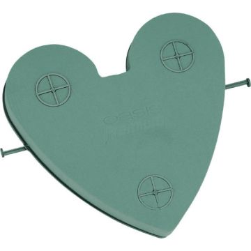 OASIS® Nass Steckschaum Auto Herz, Hochzeitsdeko, Kunststoffunterlage, mit Saugnapf, grün, 42x40x7,5cm OASIS® Nass Steckschaum Auto Herz, Hochzeitsdeko, Kunststoffunterlage, mit Saugnapf, grün, 42x40x7,5cm