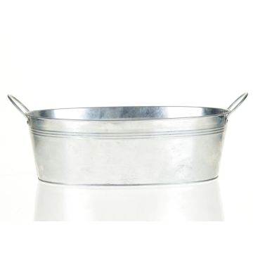 Ovale Zink Schale GERVASIA mit Henkel, silber, 29x16x12cm