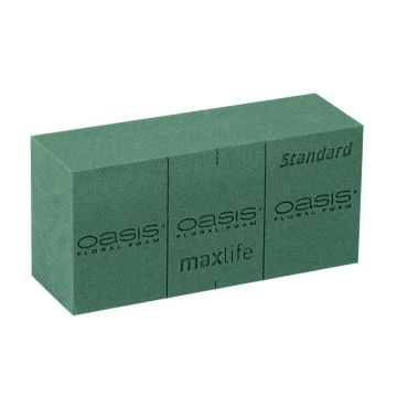 OASIS® Standard Maxlife Nasssteckschaum Ziegel mit Schneidelinien, grün, 23x11x7,5cm