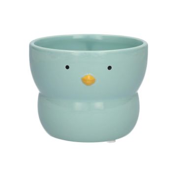 Deko Pflanztopf ADDILYNN aus Dolomit, mit Küken Gesicht, blau, 8cm, Ø10,5cm