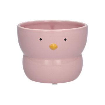 Deko Pflanztopf ADDILYNN aus Dolomit, mit Küken Gesicht, rosa, 8cm, Ø10,5cm