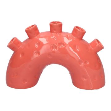 Blumenvase Regenbogen RHIANNON mit 5 Öffnungen, Dolomit, lachs, 24x8,5x15,3cm