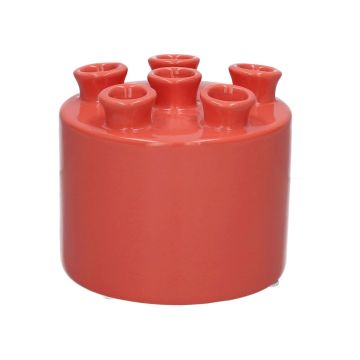 Blumenvase VIVIANNE mit 6 Öffnungen, Dolomit, lachs, 10,5cm, Ø12cm