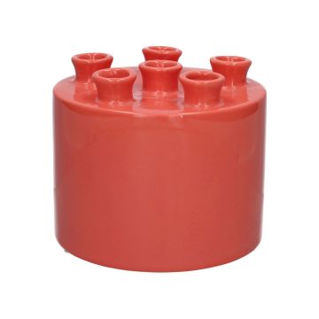 Blumenvase VIVIANNE mit 6 Öffnungen, Dolomit, lachs, 14,3cm, Ø17cm