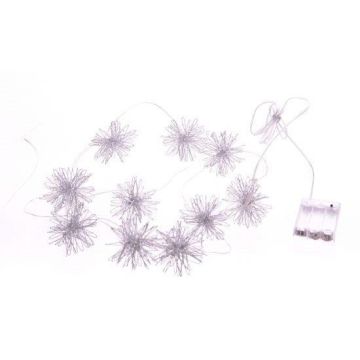 Lichterkette Sterne GIOVANNA, silber, 20 LEDs, Batterie, 145cm, Ø6cm