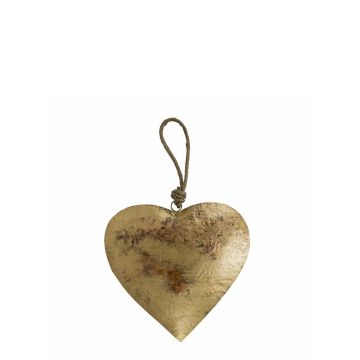 Herz Hänger DORANA aus Metall, Aufhängeseil, gold, Ø13cm