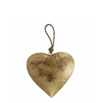 Herz Hänger DORANA aus Metall, Aufhängeseil, gold, Ø17cm
