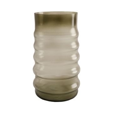 Glasvase MAKKURO mit Rillen, waldgrün-klar, 23cm, Ø15cm
