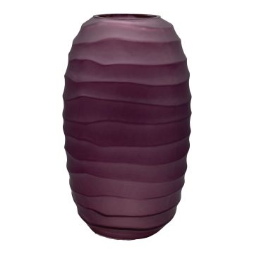 Glas Vase FEDERICA im Wellendesign, violett, 30cm, Ø17cm