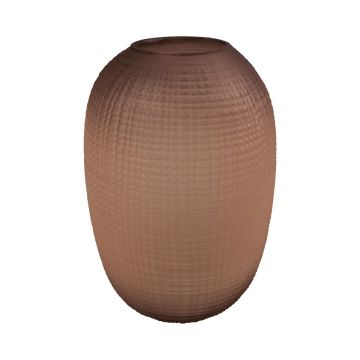 Bauchige Blumenvase FEDERIGO aus Glas, Karomuster, rosa-klar, 26cm, Ø17,5cm