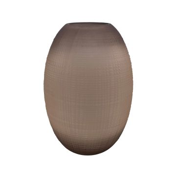 Bauchige Blumenvase FEDERIGO aus Glas, Karomuster, rosa-klar, 34,5cm, Ø23,5cm