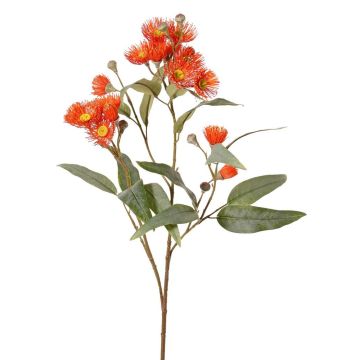 Kunst Eukalyptus Zweig WANARA mit Blüten, orange, 100cm, Ø2-6cm
