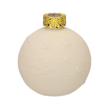 Glas Dekoflasche Weihnachtskugel ZIMA mit Schneeflocken, beige-matt, 10,5cm, Ø9,8cm