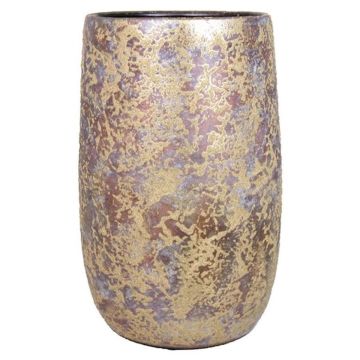 Vintage Pflanzvase MAGO aus Keramik, Wischoptik, gold, 30cm, Ø19cm