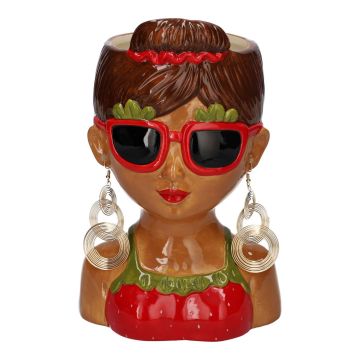 Blumenvase Frauenbüste LENEA aus Keramik, bunt, 15x13x23,5cm