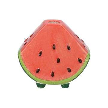 Stielblumenvase Wassermelonenstück TILLAS aus Keramik, mit Füßen, rot-grün-braun, 10x6x8,7cm Stielblumenvase Wassermelonenstück TILLAS aus Keramik, mit Füßen, rot-grün-braun, 10x6x8,7cm