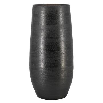 Große Keramik Vase VINKAS mit Maserung, schwarz, 90cm, Ø37cm