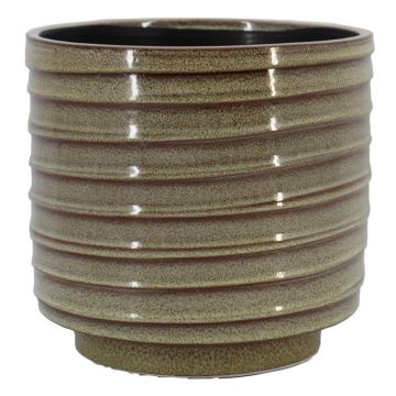 Blumentopf Terrakotta STELER mit Rillen, Standfuß, braun, 25cm, Ø29cm