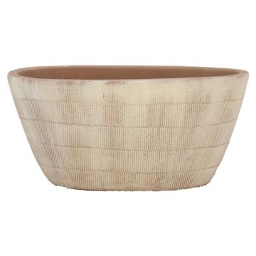 Ovaler Keramiktopf DELTA mit Rillen, beige-lachs, 30x15x14cm Ovaler Keramiktopf DELTA mit Rillen, beige-lachs, 30x15x14cm