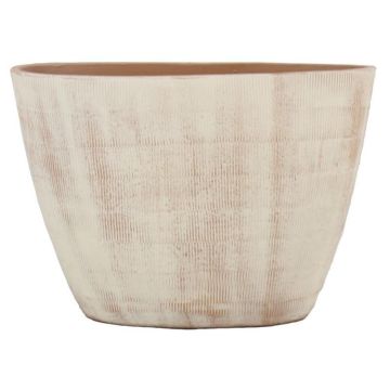 Ovaler Keramiktopf DELTA mit Rillen, beige-lachs, 33x16,5x23cm Ovaler Keramiktopf DELTA mit Rillen, beige-lachs, 33x16,5x23cm
