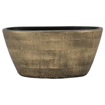 Ovaler Keramiktopf DELTA mit Rillen, gold, 30x15x14cm Ovaler Keramiktopf DELTA mit Rillen, gold, 30x15x14cm
