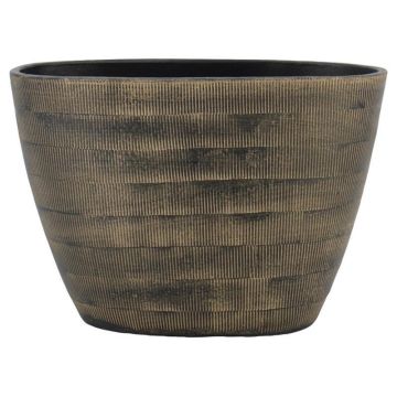 Ovaler Keramiktopf DELTA mit Rillen, gold, 33x16,5x23cm Ovaler Keramiktopf DELTA mit Rillen, gold, 33x16,5x23cm