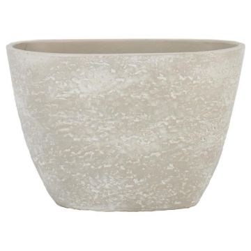 Ovaler Zement Übertopf ASIALY mit Maserung, hellgrau, 33x16,5x23cm Ovaler Zement Übertopf ASIALY mit Maserung, hellgrau, 33x16,5x23cm