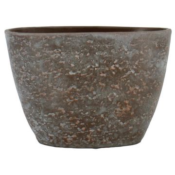 Ovaler Zement Übertopf ASIALY mit Maserung, braun, 33x16,5x23cm Ovaler Zement Übertopf ASIALY mit Maserung, braun, 33x16,5x23cm