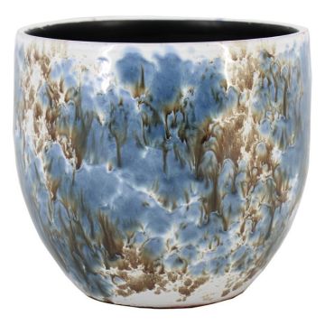 Blumentopf NUVOL aus Terrakotta, Farbspiel, blau, 16cm, Ø17cm
