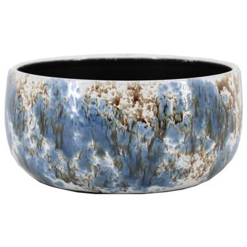 Blumenschale NUVOL aus Terrakotta, Farbspiel, blau, 13cm, Ø28cm