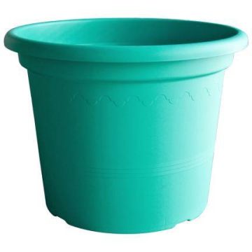 Runder Pflanztopf URMINA aus Kunststoff, mit Löchern, cyan, 26cm, Ø35cm