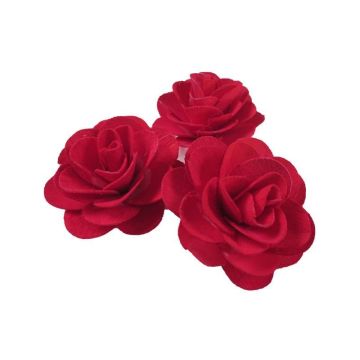 Holzblüten Rosen DELPHINE, 5 Stück, rot, Ø5cm