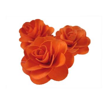 Holzblüten Rosen DELPHINE, 5 Stück, orange, Ø5cm
