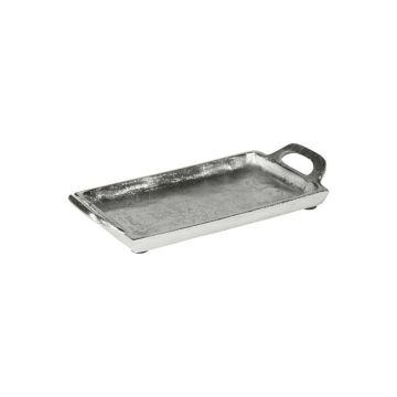 Serviertablett GORM mit Griffen, Aluminium, silber, 21x11cm
