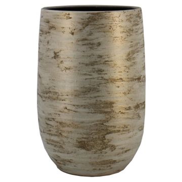 Keramikvase RODYN mit Rillen, Farbverlauf, weiß-gold, 50cm, Ø32cm Keramikvase RODYN mit Rillen, Farbverlauf, weiß-gold, 50cm, Ø32cm