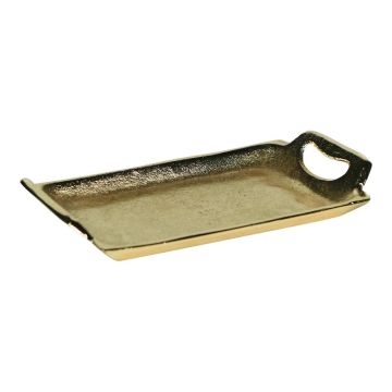 Rechteckiges Tablett NIKOLINE mit Griffen, Aluminium, gold, 21x9x8cm Rechteckiges Tablett NIKOLINE mit Griffen, Aluminium, gold, 21x9x8cm