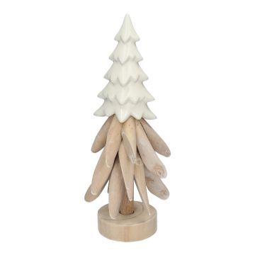 Dekofigur Tannenbaum TOJA aus Holz, Keramik, natur-weiß, 36cm, Ø13cm