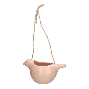 Vogel Blumenampel SAREEN aus Dolomit, lachsrosa, 21,1x11,7x10,5cm