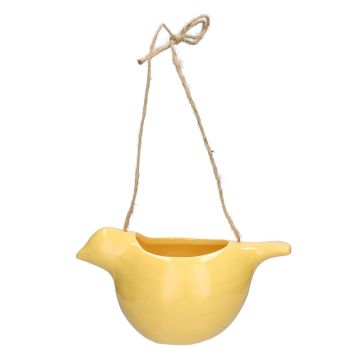 Vogel Blumenampel SAREEN aus Dolomit, gelb, 25,6x14,6x12,4cm