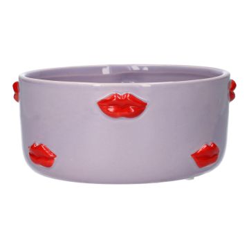 Dekoschale ADELIA mit Lippen Motiv, Keramik, flieder-rot, 8cm, Ø18,5cm