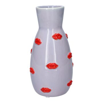 Dekovase ADELIA mit Lippen Motiv, Keramik, flieder-rot, 18cm, Ø9,6cm Dekovase ADELIA mit Lippen Motiv, Keramik, flieder-rot, 18cm, Ø9,6cm